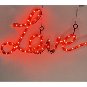 LOVE Red Wall Sign Valentine Small Lights in Tube Electric Cord 18" w, 8" h